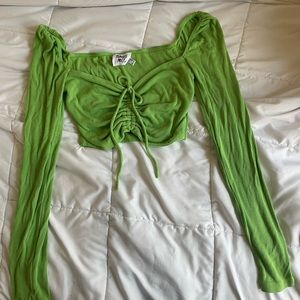 Princess Polly Lime Green Long Sleeve Crop Top